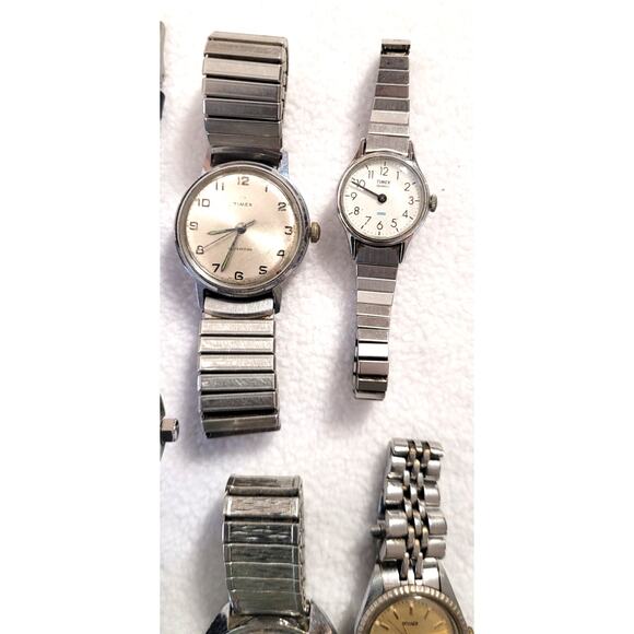 Lot 5 Pc Ladies Mens Timex Watch Lot Repair or Needs Battery Indiglo Vintage - Picture 2 of 5
